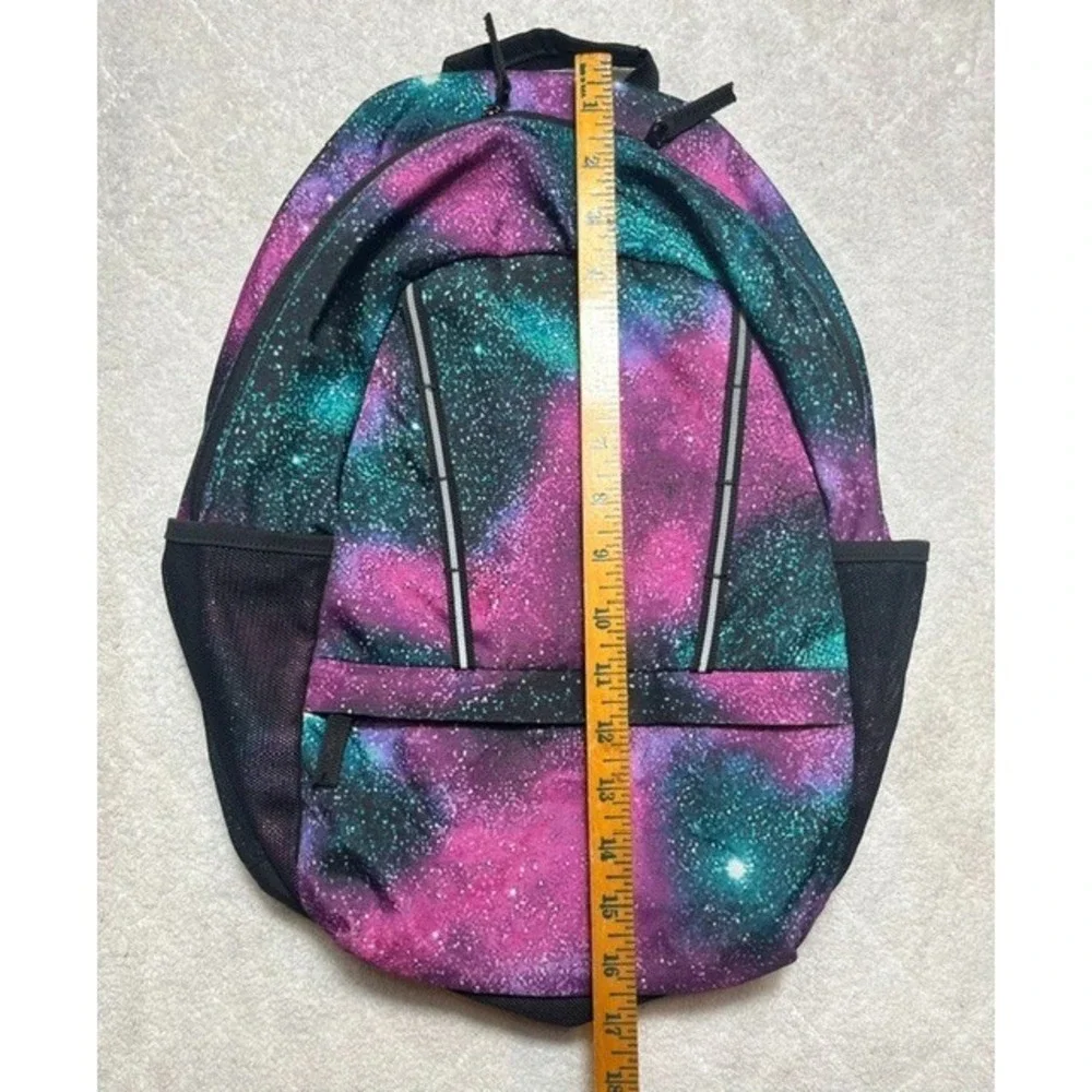 Lands' End Backpack Vibrant Pink And Teal Galaxy Mesh Water Bottle Pockets -2002